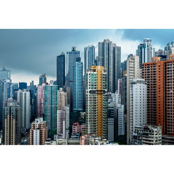 Fototapet autocolant PVC Blocurile din Hong Kong, 180x240 cm Fototapet autocolant PVC Blocurile din Hong Kong, 180x240 cm
