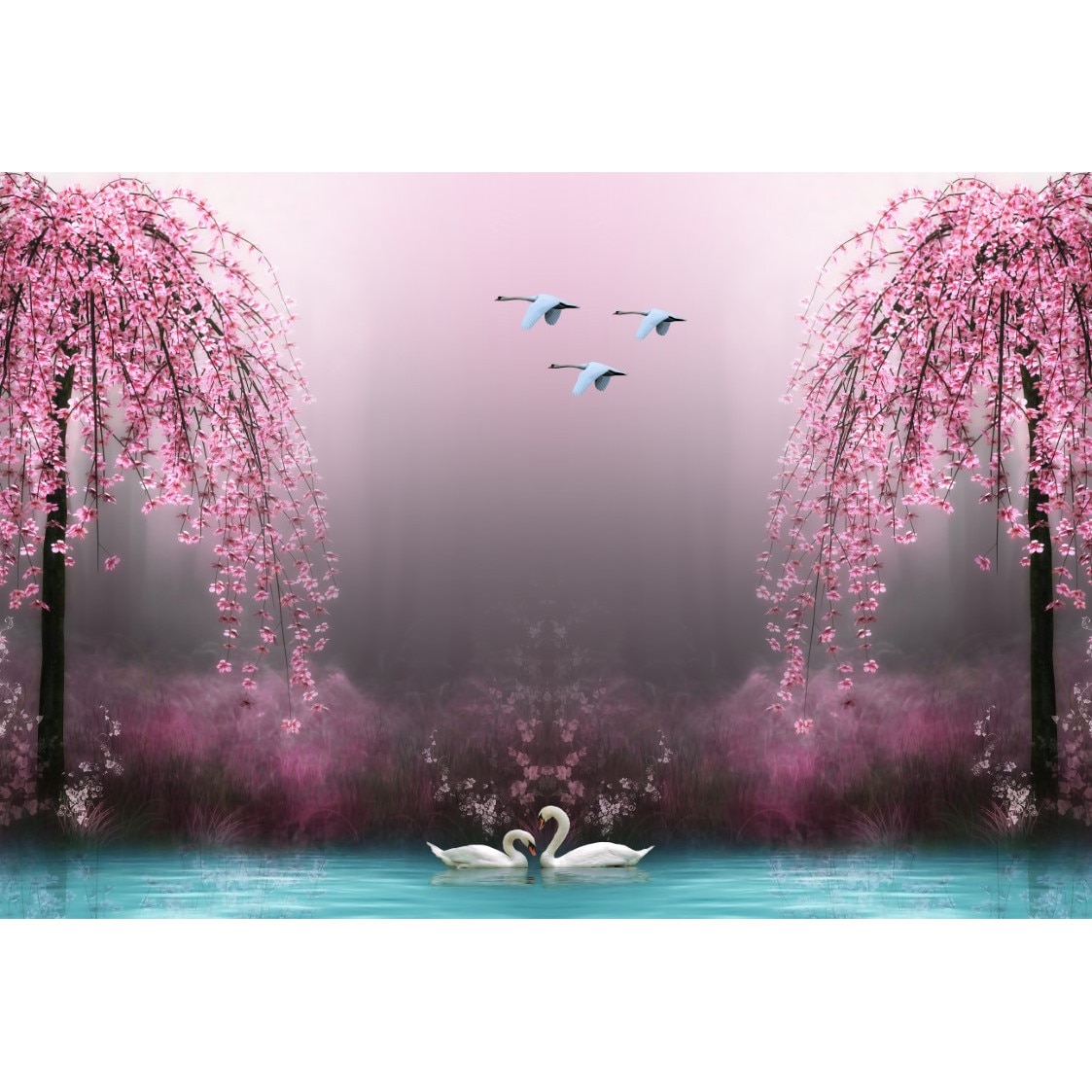 Fototapet autocolant PVC Iubire pe lac, 180x240 cm