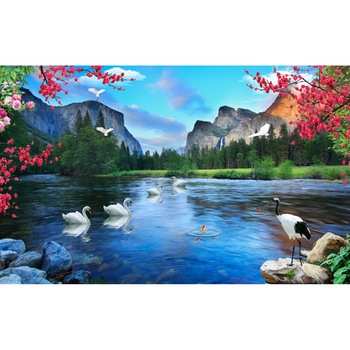 Fototapet autocolant PVC Lacul lebedelor, 70x105 cm Fototapet autocolant PVC Lacul lebedelor, 70x105 cm