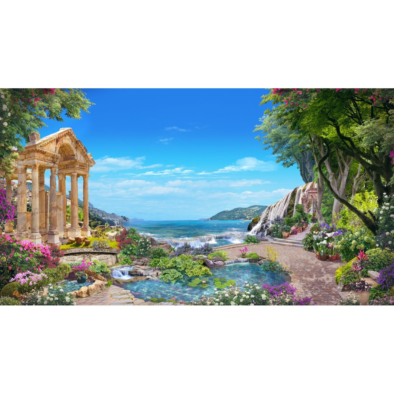 Fototapet autocolant PVC Gradina de langa mare, 180x240 cm