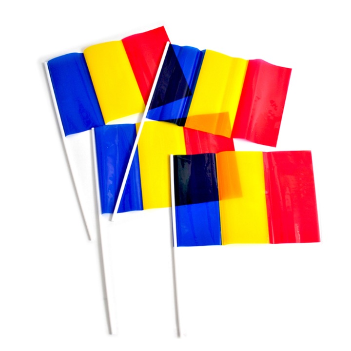 Комплект от 10 знамена, трикольор Румъния, пластмасов материал