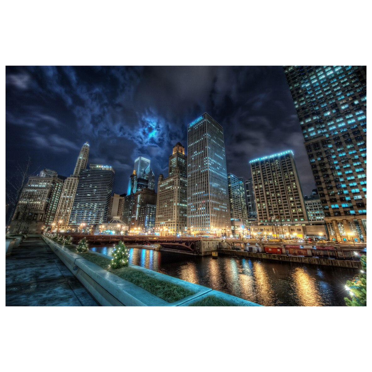 Fototapet Autoadeziv Chicago Night - YBL-060, 80 x 120 cm