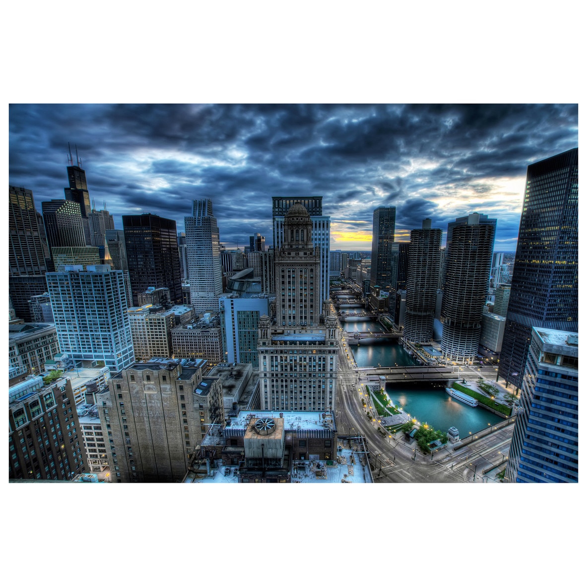 Fototapet Autoadeziv Chicago Night - YBL-059, 80 x 120 cm