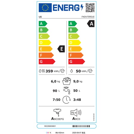 Masina de spalat rufe cu uscator LG F4DV709S1E, 9 kg Spalare, 6 kg Uscare, 1400 RPM, Clasa A, Inverter Direct Drive, TurboWash 39, Steam, Smart Diagnosis, WiFi, Alb