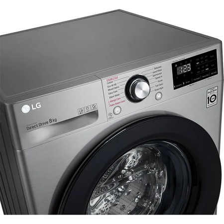 Masina de spalat rufe LG F4WV308S6TE, 8 kg, 1400 RPM, Clasa A+++, Inverter Direct Drive, Steam, Smart Diagnosis, Argintiu