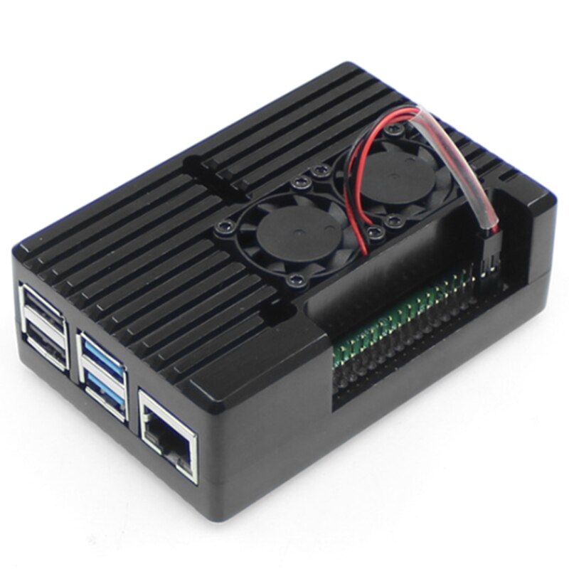Алуминиев калъф Arduino Clone, за Raspberry Pi 4B, Черен, с двоен ...