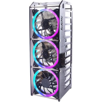 Raft cu 12 pozitii pentru Raspberry Pi 4B / 3B+ / 3B / Jetson Nano, cu ventilator, ZP-0108 Raft cu 12 pozitii pentru Raspberry Pi 4B / 3B+ / 3B / Jetson Nano, cu ventilator, ZP-0108