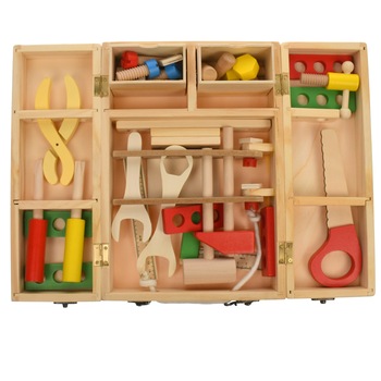 Set trusa de scule de jucarie, din lemn, 40 de accesorii - 47918 Set trusa de scule de jucarie, din lemn, 40 de accesorii - 47918