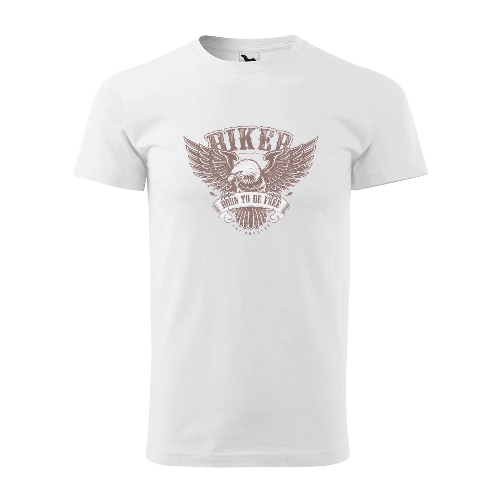 Tricou alb barbati pentru motociclisti, bikeri, Biker Born Free, marime L