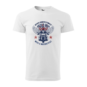 Tricou alb barbati pentru motociclisti, bikeri, Old Man, marime 2XL