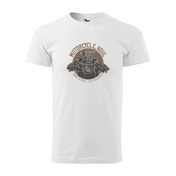 Tricou alb barbati pentru motociclisti, bikeri, Motorcycle Soul, marime S