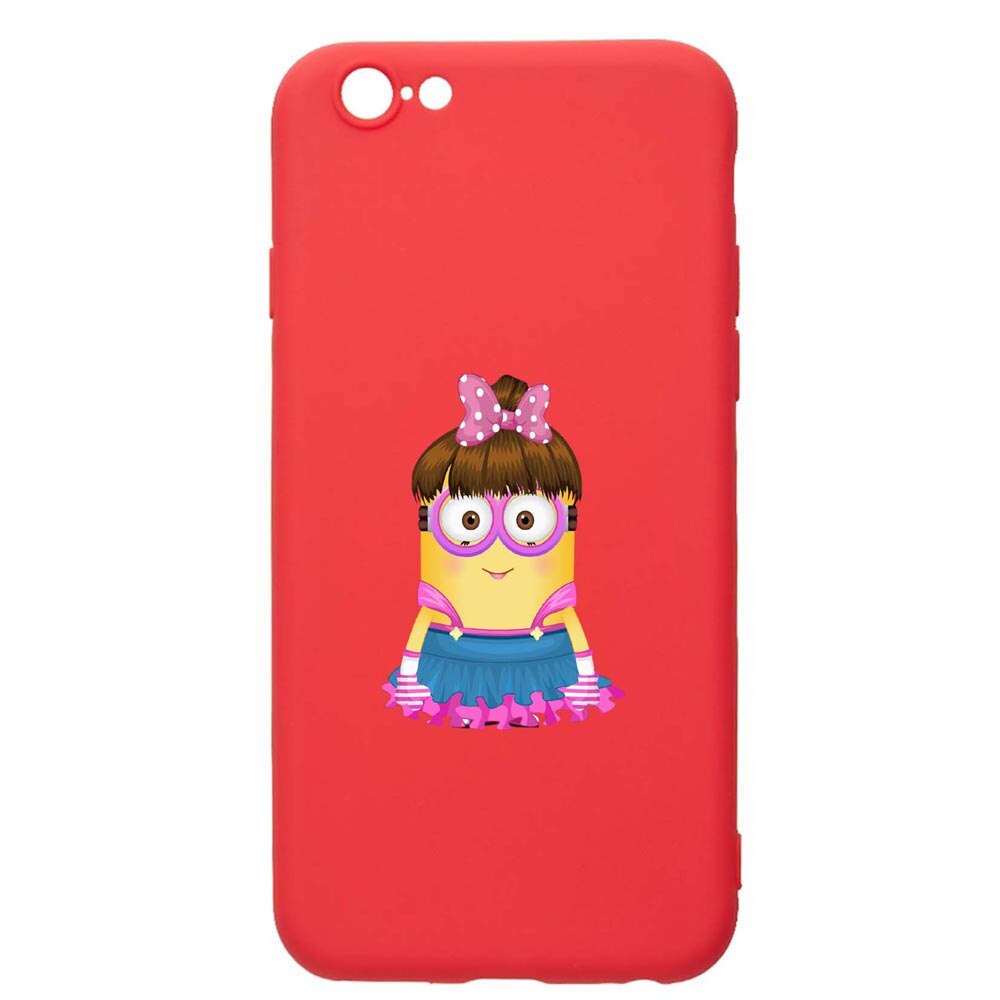 Husa Apple iPhone 6S / 6, Minion Girl, rezistenta la uzura, anti-alunecare, din silicon Premium, Red, R208