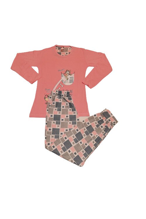 Pijama dama din bumbac cu imprimeu Bone Trip, Baray , Multicolor, XL INTL