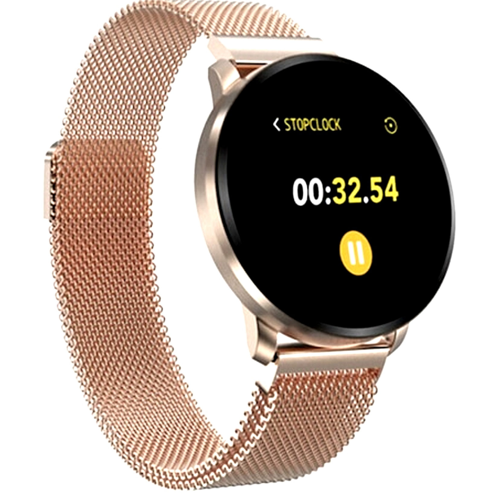 Ceas SmartWatch si Bratara Fitness Full Screen 68, Bratara Metalica Magnetica, Monitorizare ritm cardiac, Monitorizare Somn si Tensiune arteriala, Notificari Apeluri/Fb/Sms, Rezistent la Apa Ip67, Ecran 1.23 Full Touch, Gold