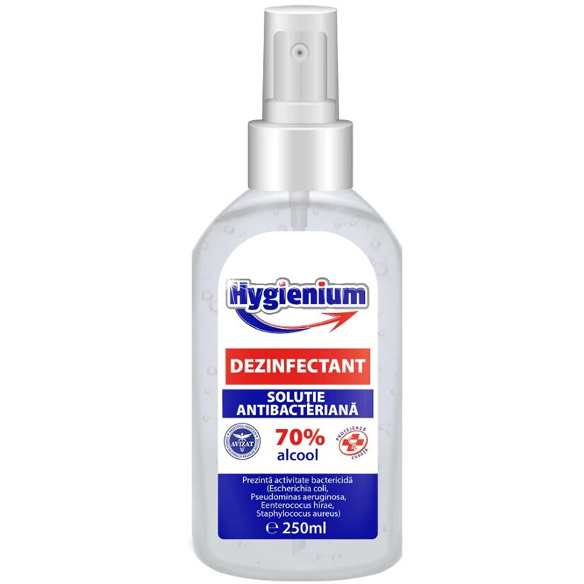 Solutie dezinfectanta maini, HYGIENIUM, Efect Virucid, Antibacterian, Avizat Ministerul Sanatatii, 250ml