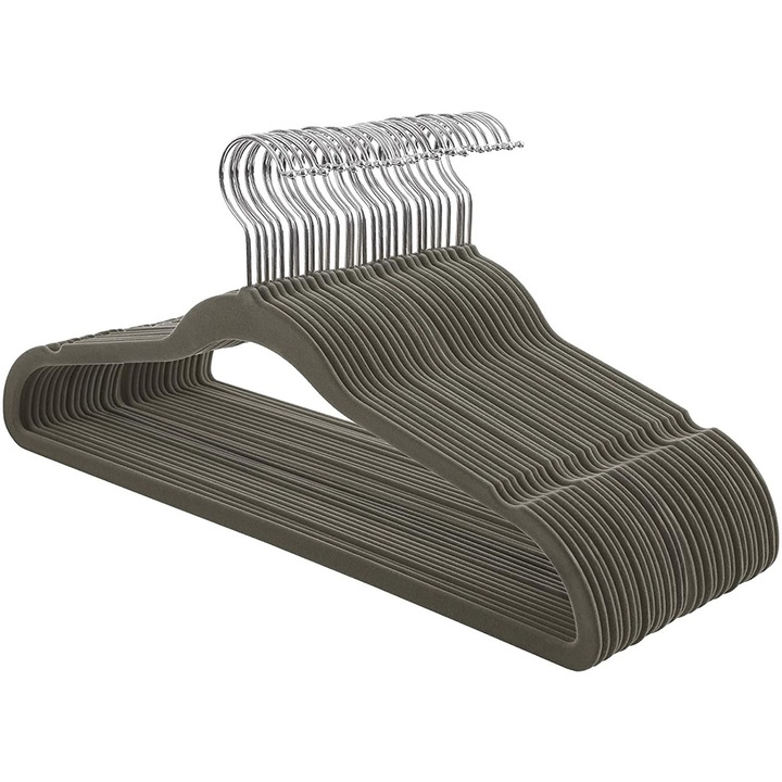 Umerase haine acoperite cu catifea, 30 bucati, Gri
