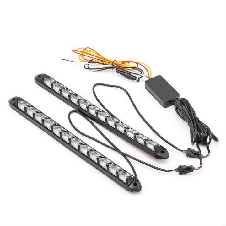 Комплект дневни светлини Led Drl, Последователна динамична сигнализация 25 см, 9 модула
