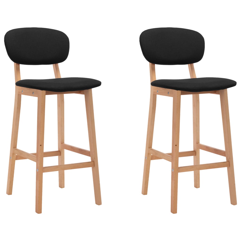 Set de 2 scaune de bar tapitate cu material textil, vidaXL, Tesatura, 45 x 47 x 92 cm, Negru