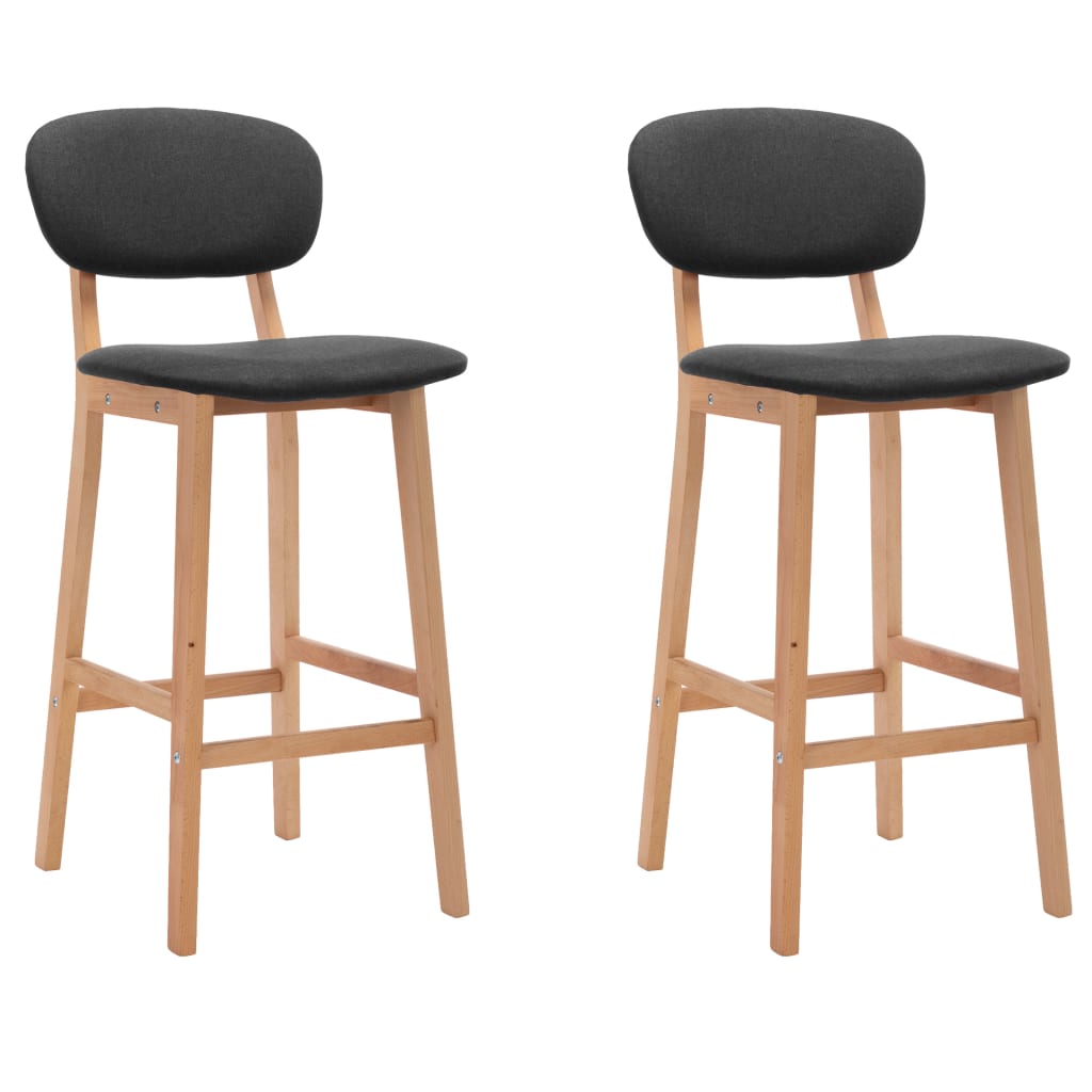 Set de 2 scaune de bar tapitate cu material textil, vidaXL, Tesatura, 45 x 47 x 92 cm, Gri