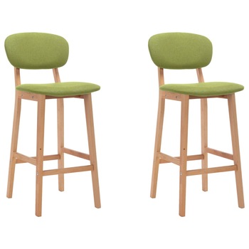 Set de 2 scaune de bar tapitate cu material textil, vidaXL, Tesatura, 45 x 47 x 92 cm, Verde