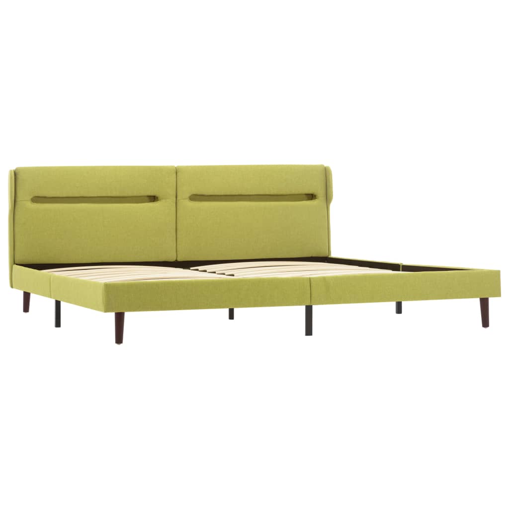 Cadru pat cu LED-uri, verde, 140 x 200 cm, material textil 286904