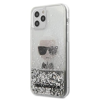 Husa iPhone 12 / 12 Pro Karl Lagerfeld Ikonik Liquid Glitter Silver Husa iPhone 12 / 12 Pro Karl Lagerfeld Ikonik Liquid Glitter Silver