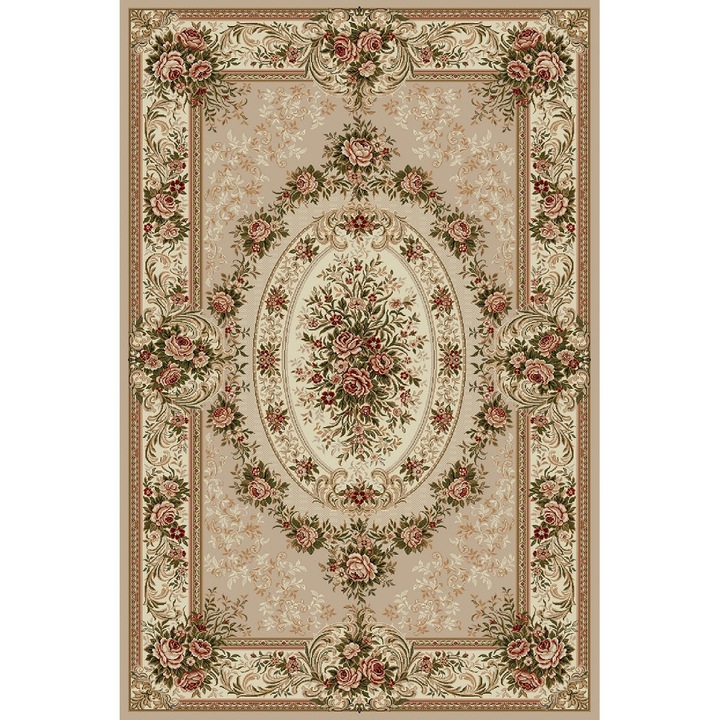 Klasszikus szőnyeg, Lotos 1529, zöld / bézs, 80x150 cm, 1800 gr/m2