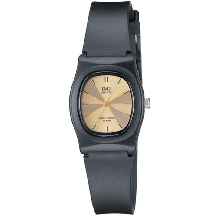 Ceas analog pentru femei, Q&Q, Negru/Auriu