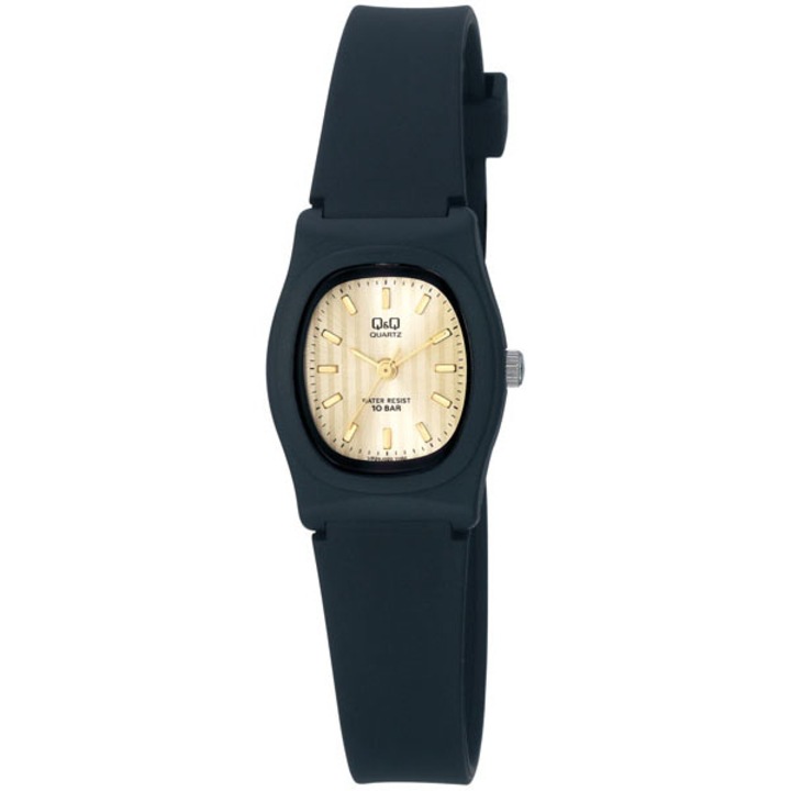 Ceas analog pentru femei, Q&Q, Negru/Auriu