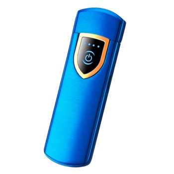 Bricheta electrica slim cu incarcare USB, aprindere cu touch, waterproof, Culoare Albastru Bricheta electrica slim cu incarcare USB, aprindere cu touch, waterproof, Culoare Albastru