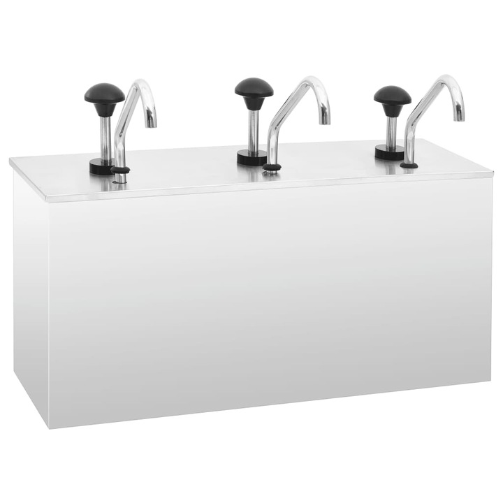 Dozator de sos, vidaXL, Otel, 3 x 3.5 l, Argintiu