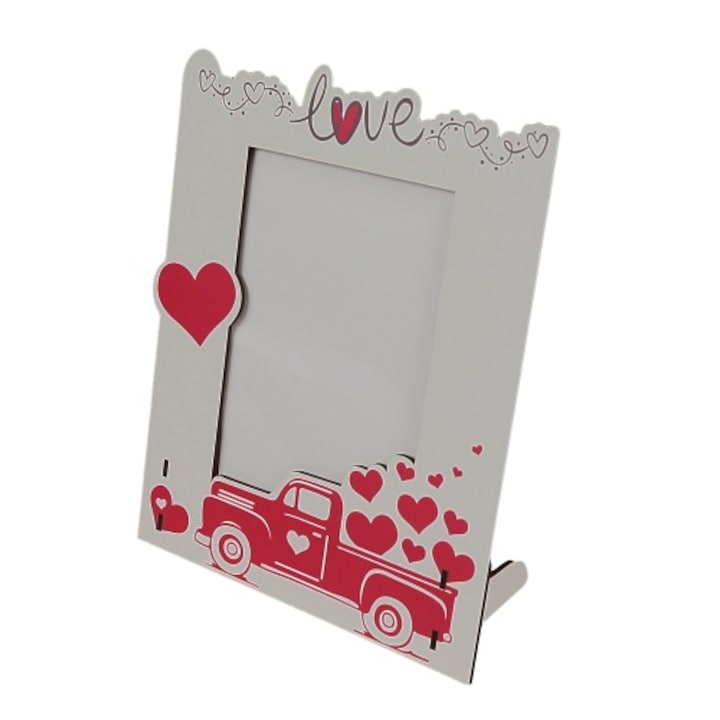 Rama foto personalizata, masina roz, 21.5cm x 16.5 cm