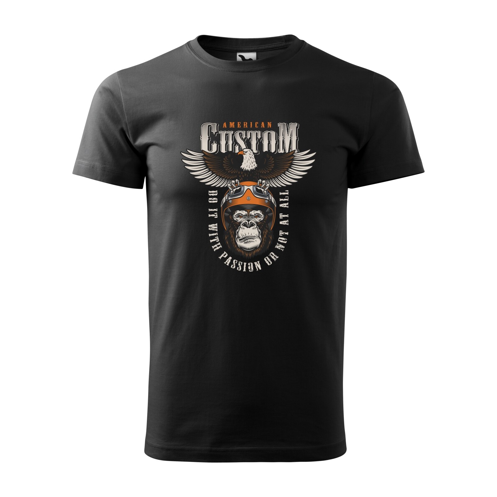 Tricou negru barbati pentru motociclisti, bikeri, American Custom Gorilla, marime M