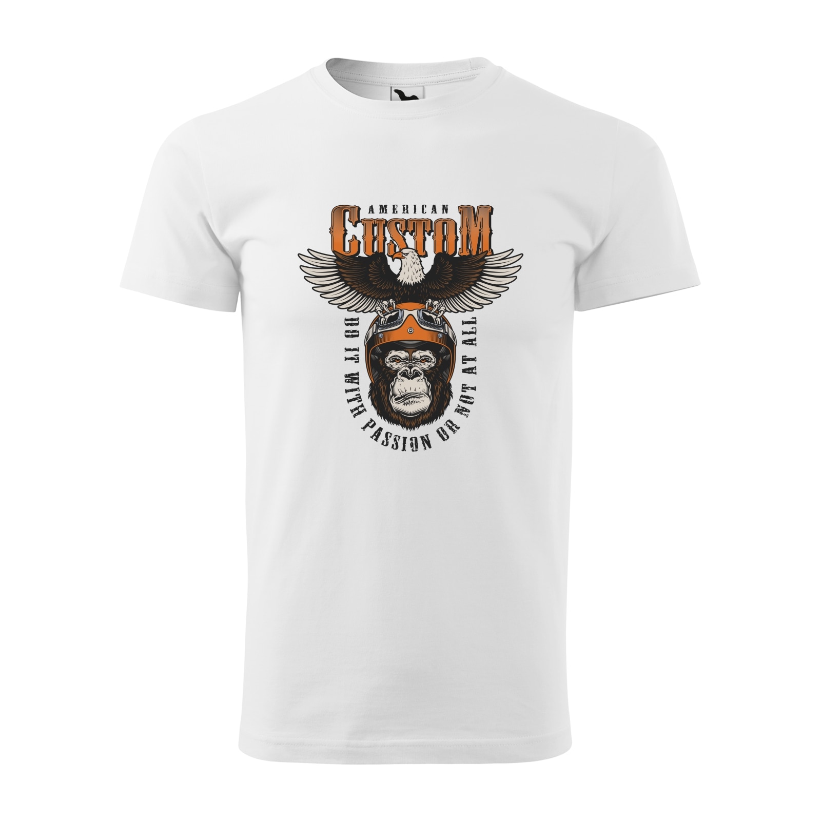Tricou alb barbati pentru motociclisti, bikeri, American Custom Gorilla, marime S