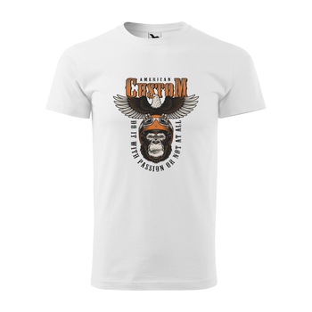 Tricou alb barbati pentru motociclisti, bikeri, American Custom Gorilla, marime S Tricou alb barbati pentru motociclisti, bikeri, American Custom Gorilla, marime S