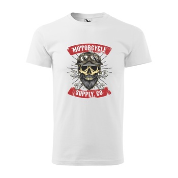 Tricou alb barbati pentru motociclisti, bikeri, Vintage Skull, marime L Tricou alb barbati pentru motociclisti, bikeri, Vintage Skull, marime L