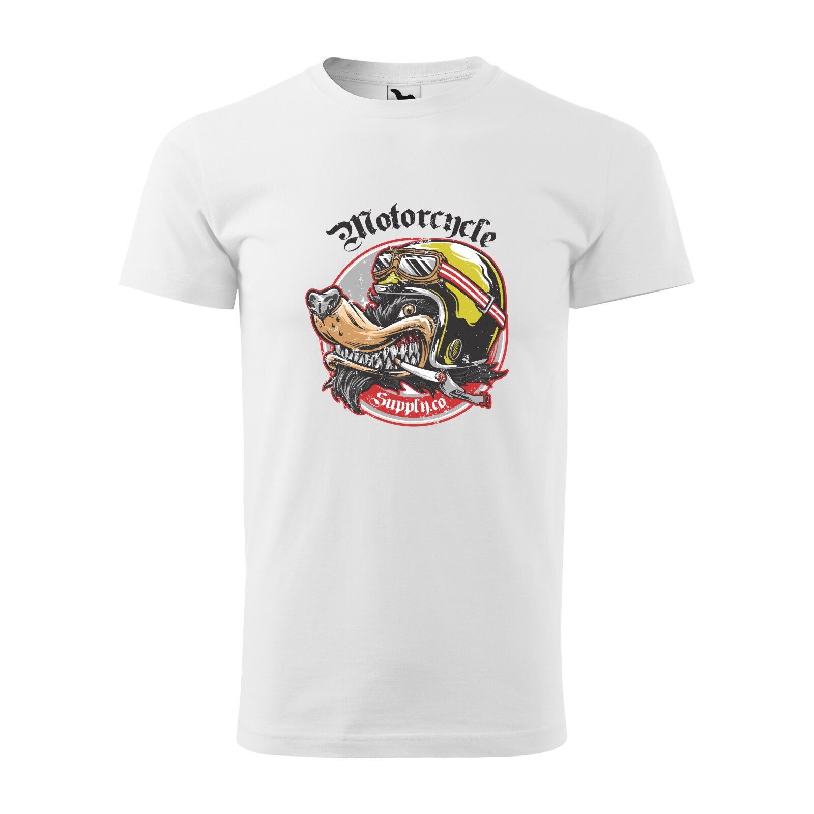 Tricou alb barbati pentru motociclisti, bikeri, Wolf Cigarette, marime M