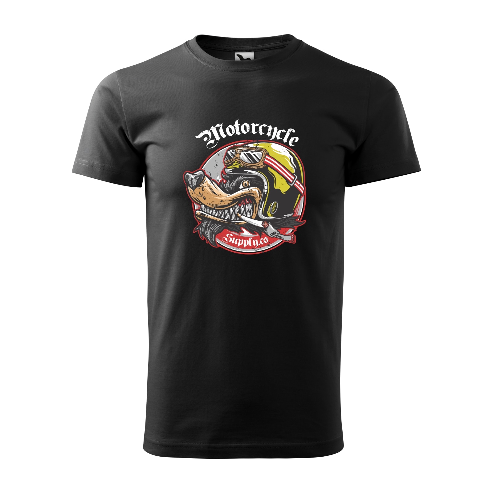 Tricou negru barbati pentru motociclisti, bikeri, Wolf Cigarette, marime L