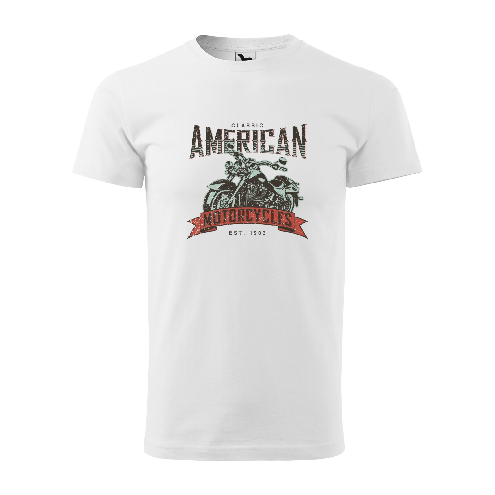 Tricou alb barbati pentru motociclisti, bikeri, Classic American, marime L