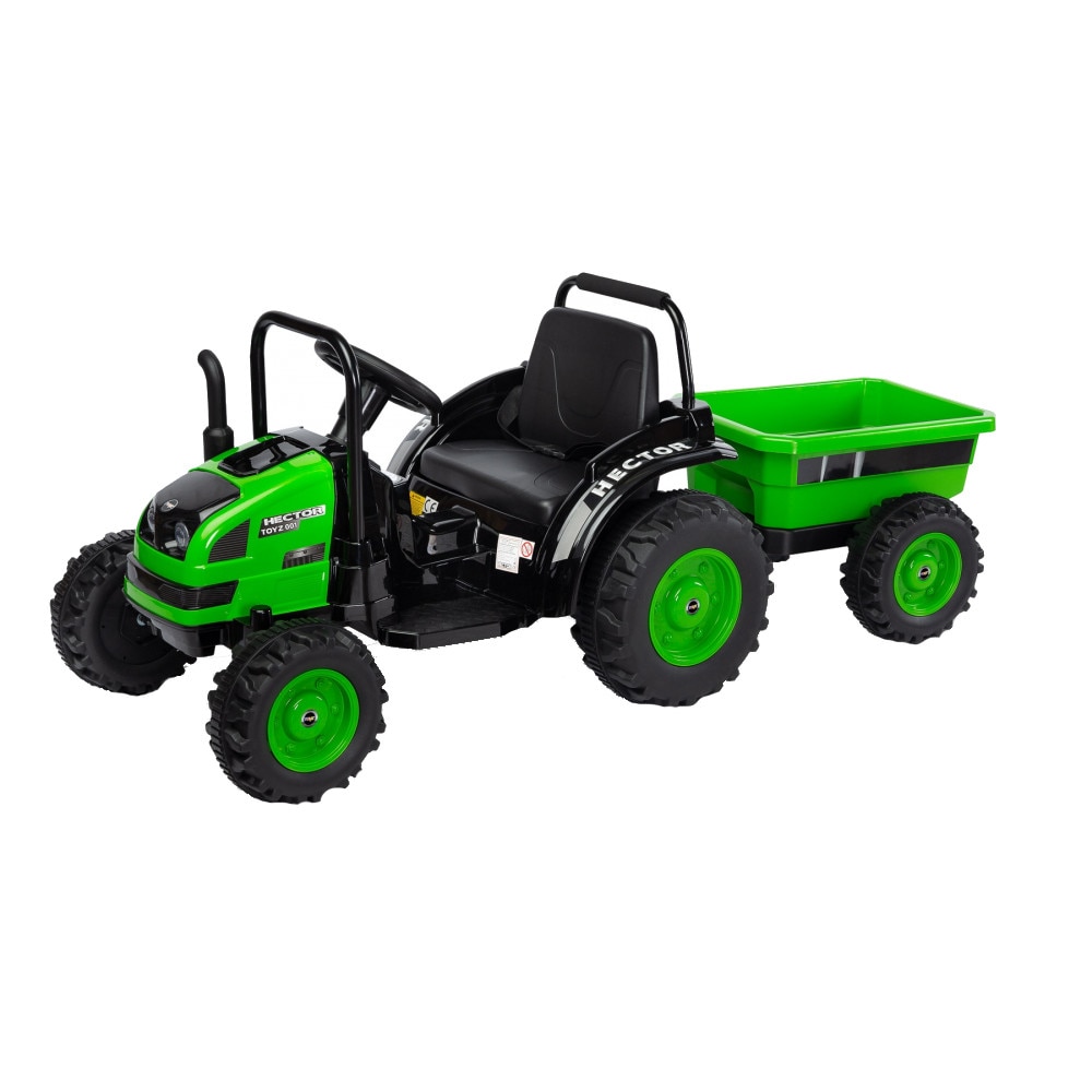 Tractor electric cu remorca si telecomanda Toyz Hector verde 12V