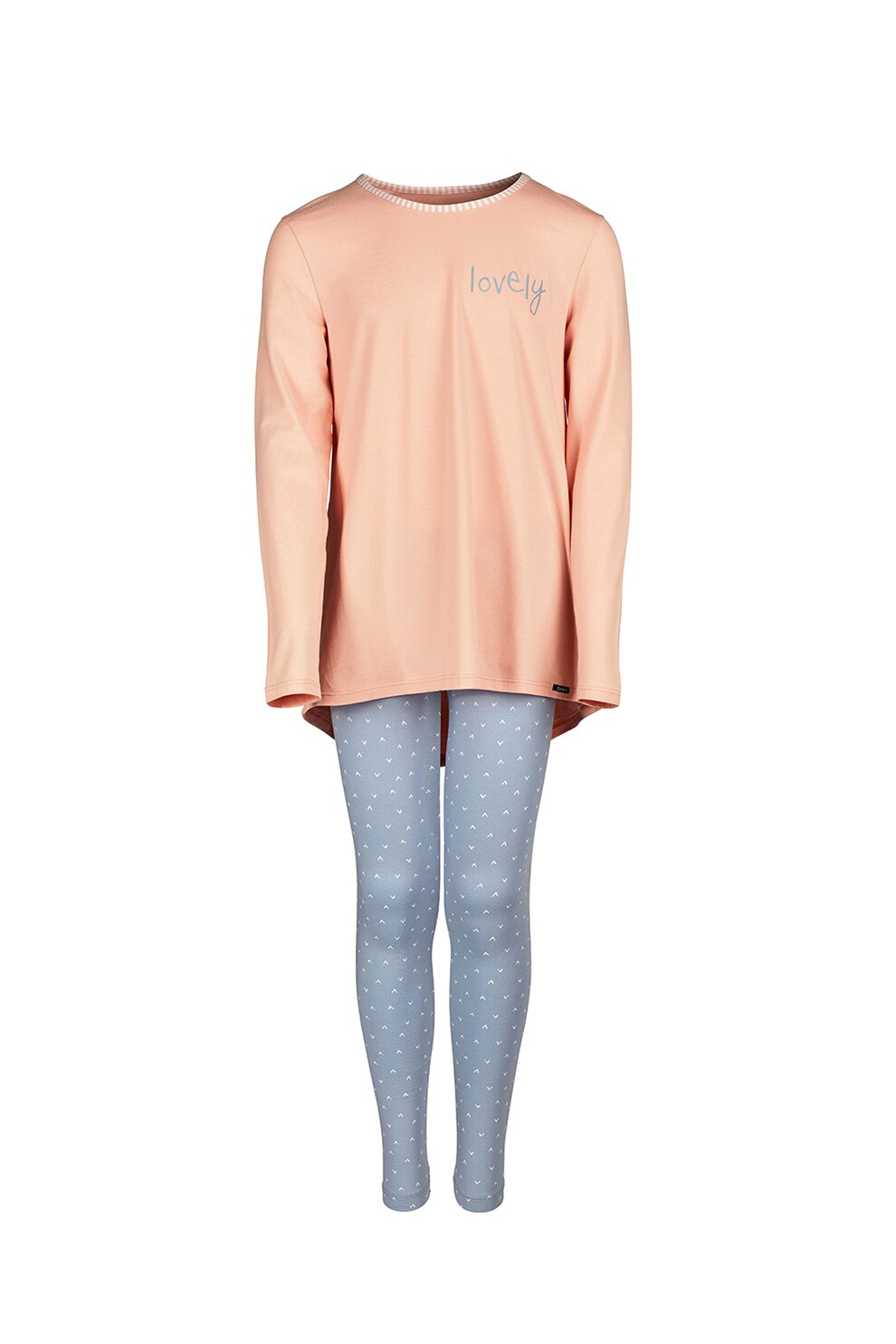 Skiny, Pijama din amestec de bumbac, Oranj/albastru prafuit/alb