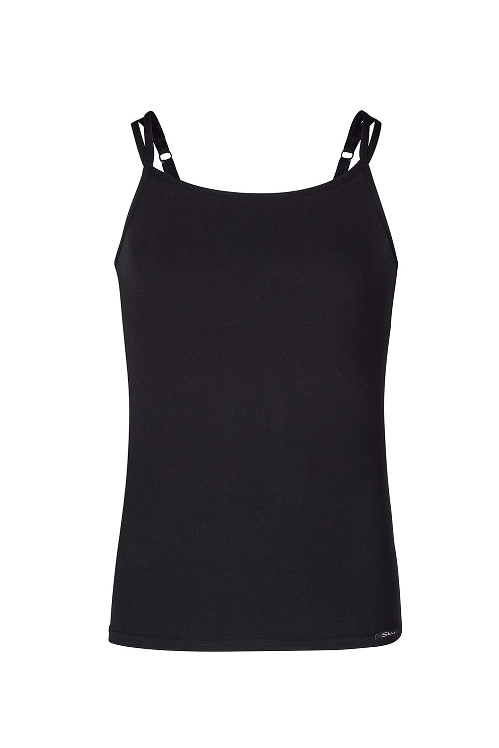 Skiny, Top din amestec de bumbac cu bretele ajustabile, Negru