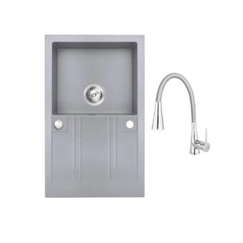 Set chiuveta Ferro granit gri o cuva 78x48, cu baterie Ferro flexibila 2 functii gri Set chiuveta Ferro granit gri o cuva 78x48, cu baterie Ferro flexibila 2 functii gri