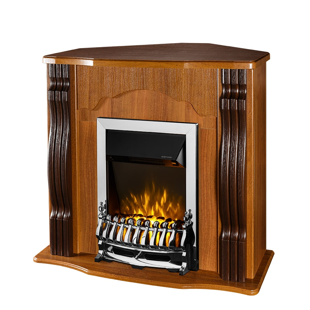 Semineu electric Clasic de colt maro & Galileo Silver, Dimensiuni (IxLxA) 882x950x300, Telecomanda, 2 trepte de putere