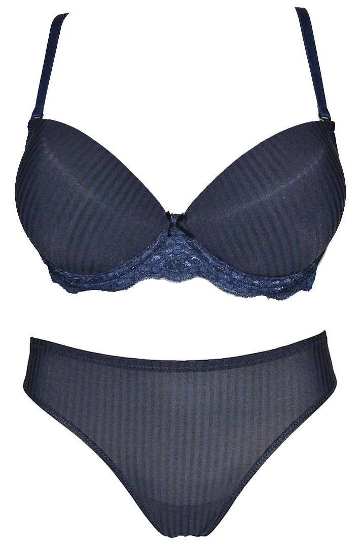 Set lenjerie intima dama Venerastyle, Lea 401, Albastru inchis, 80C
