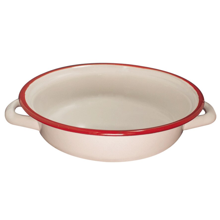 Tava pentru sevit si gatit RAKI RETRO otel emailat 16cm crem, rosu