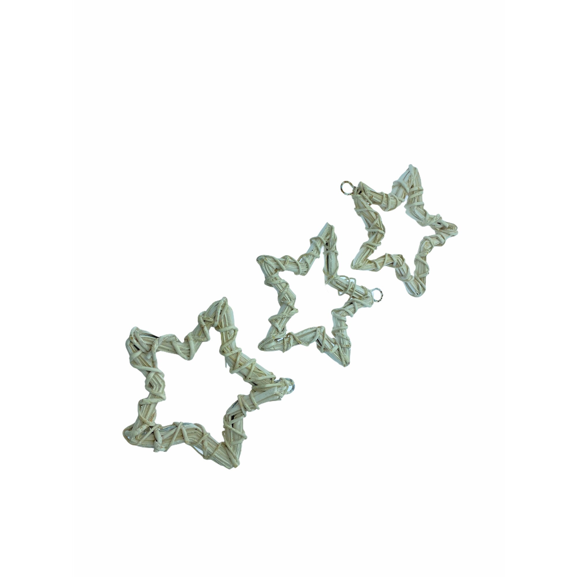 Set 3 stelute decorative brad, Craciun, Atelier, Alb, 15x15cm