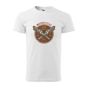 Tricou alb barbati pentru motociclisti, bikeri, American Custom 3, marime S Tricou alb barbati pentru motociclisti, bikeri, American Custom 3, marime S