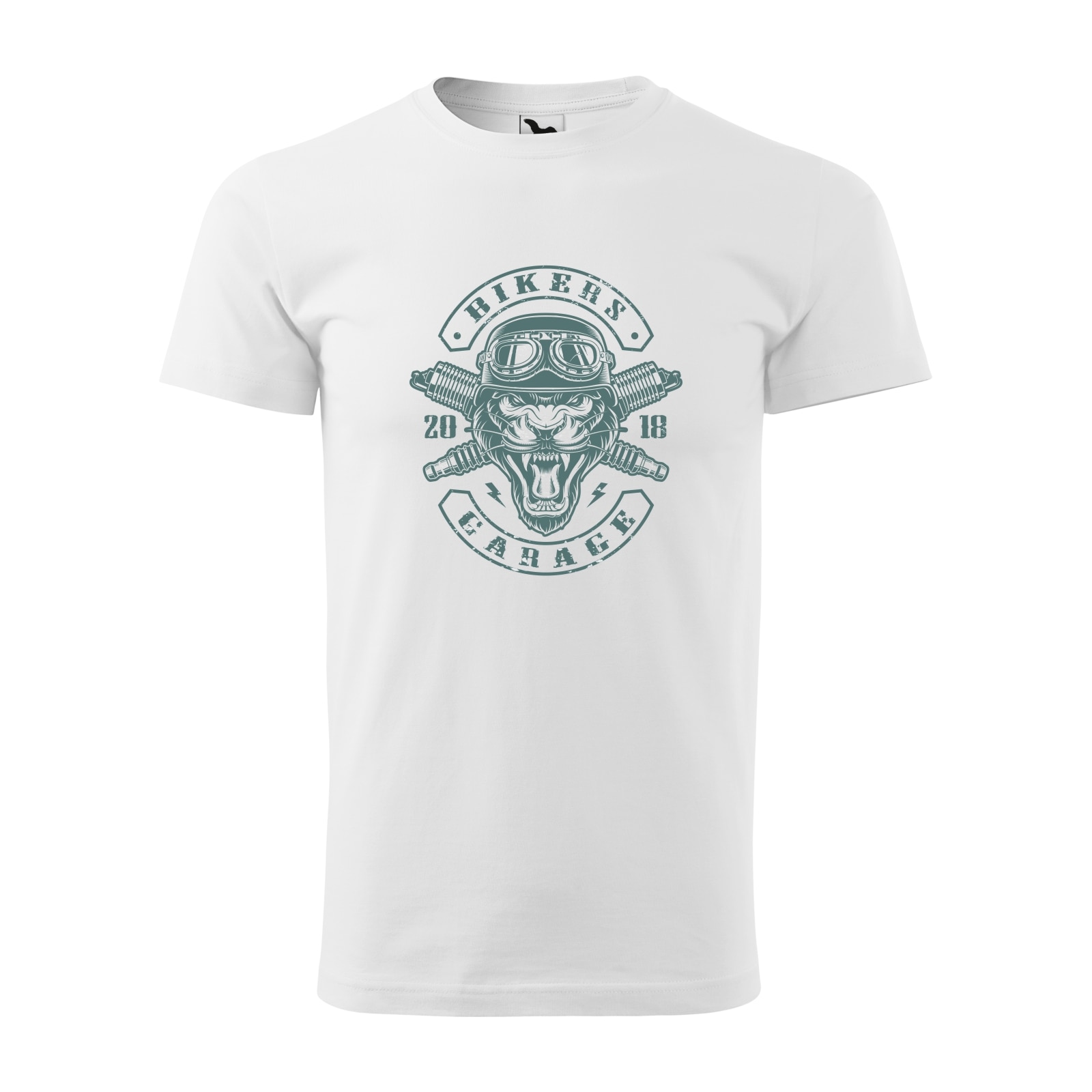 Tricou alb barbati pentru motociclisti, bikeri, Tiger Biker, marime M