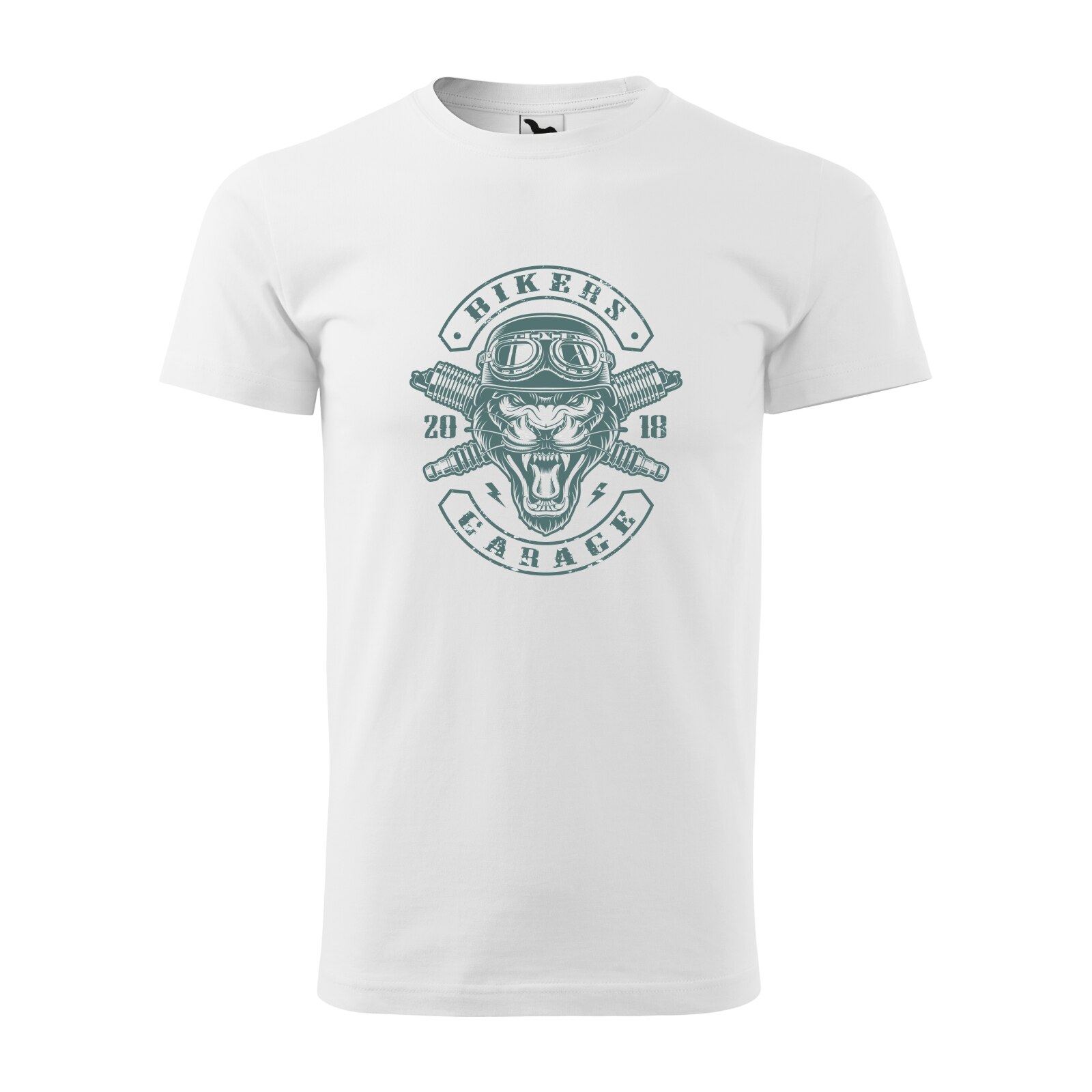 Tricou alb barbati pentru motociclisti, bikeri, Tiger Biker, marime L